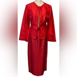 Vintage Red Skirt Set Small